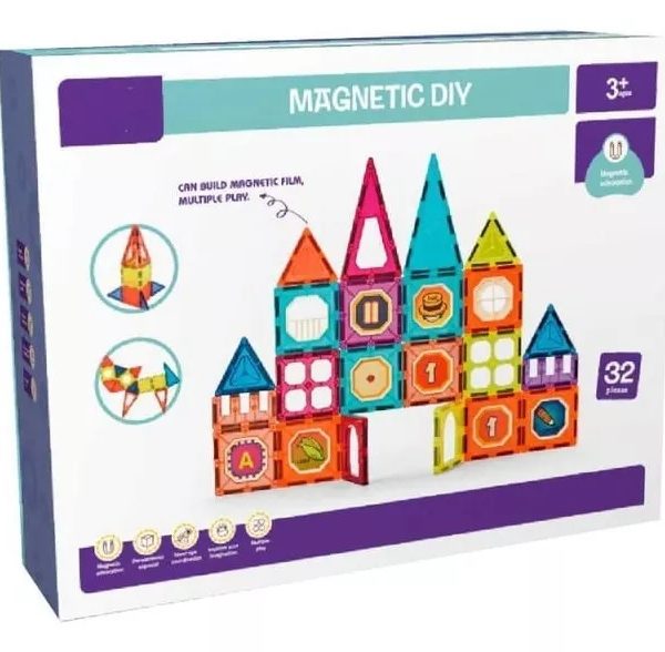 Juego de bloques magnéticos didácticos de 32 piezas  juguete educativo STEM
