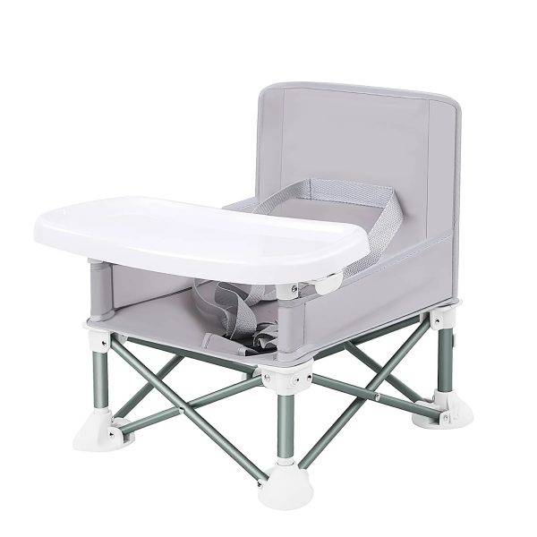 Silla portátil para bebé con bandeja extraíble y cinturón de 3puntos